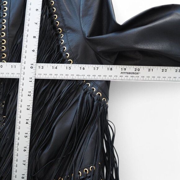 G.I.L.I Got it Love It Fringe Leather Motorcycle Jacket Black Women's 10 - Picture 9 of 10